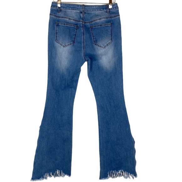 J.ING Jeans Flare Split Raw Hem Frayed High Rise M - Picture 12 of 13